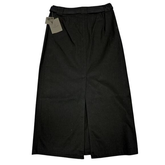 NWT 80s 90s VTG Liz Claiborne Sport Black Lycra belted Midi  Pencil Skirt Sz 12 - Picture 2 of 7